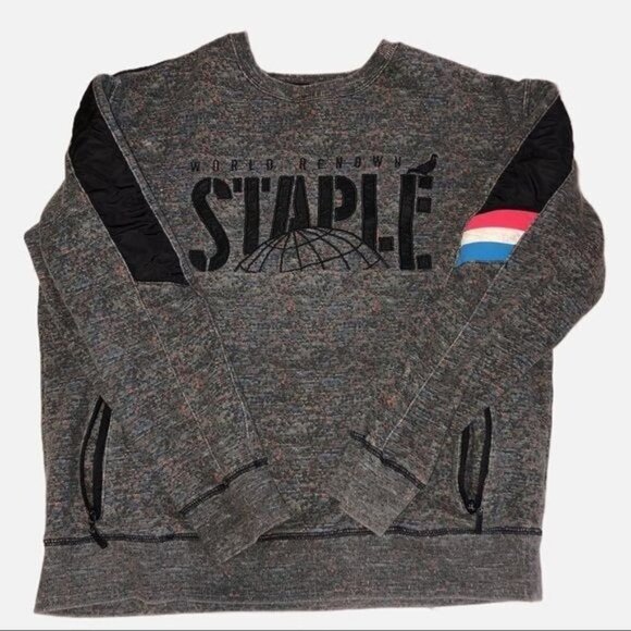 Staple World Renown Pigeon Brand Mens Size Large Sweatshirt Graphic Pockets Gray - Picture 1 of 12